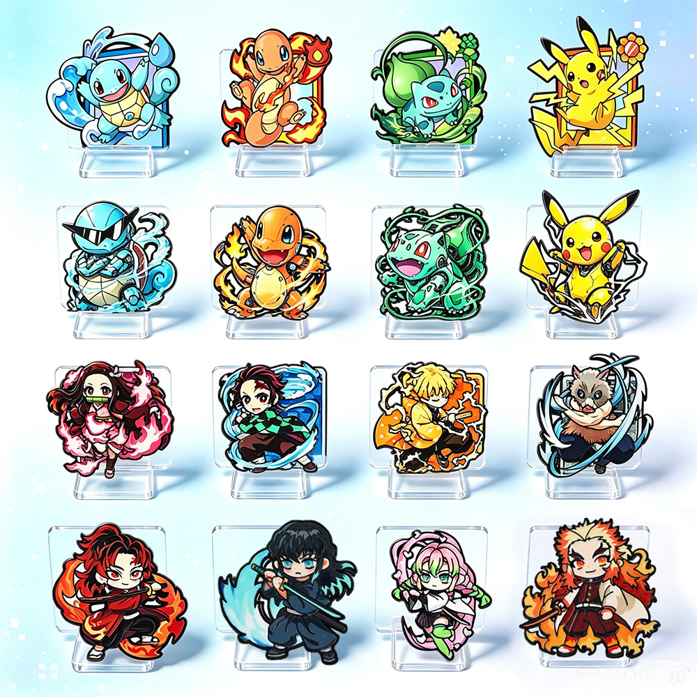 Enamel Pin Set - 8 Stuks Anime Pokemon & Demon