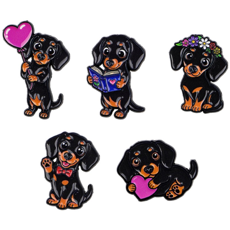 Enamel Pin Set - 5 stks Leuke Teckel Emaille Pin